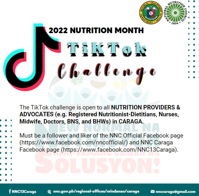 NNC Caraga TikTok Challenge 2022 anchored to the 48th Nutrition Month theme.