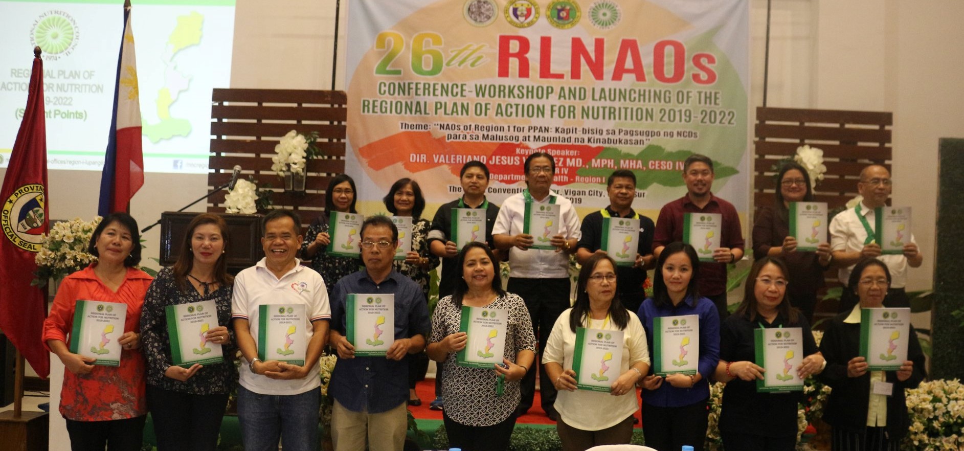 In Photo gracing the momentous event and declaring war against hunger and malnutrition in the region were Honorable Mayor of Vigan City and Regional Development Chairperson Juan Carlo S. Medina, CHR Regional Director Harold Kub-aron, Ilocos Sur Board Member Efren Rafanan representing Ilocos Sur Governor Ryan Luis Singson,  Dr. Jimuel Cardenas representing DOH-CHD1 Regional Director and Regional Nutrition Committee Chairperson Dr. Valeriano Jesus Lopez , RLNAOs President Mr. Floramante Yadao, members of the Regional Nutrition Planning and Evaluation Team (RNPET) and Nutrition Action Officers (NAOs) of the region. 