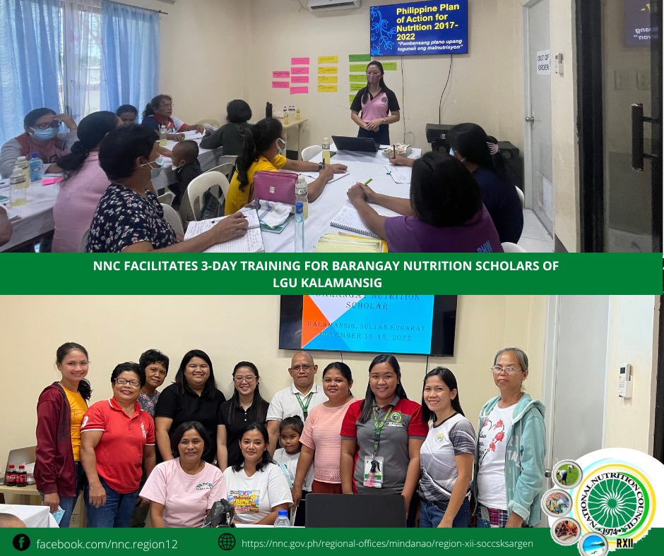 NNC FACILITATES 3-DAY TRAINING FOR BARANGAY NUTRITION SCHOLARS OF LGU KALAMANSIG