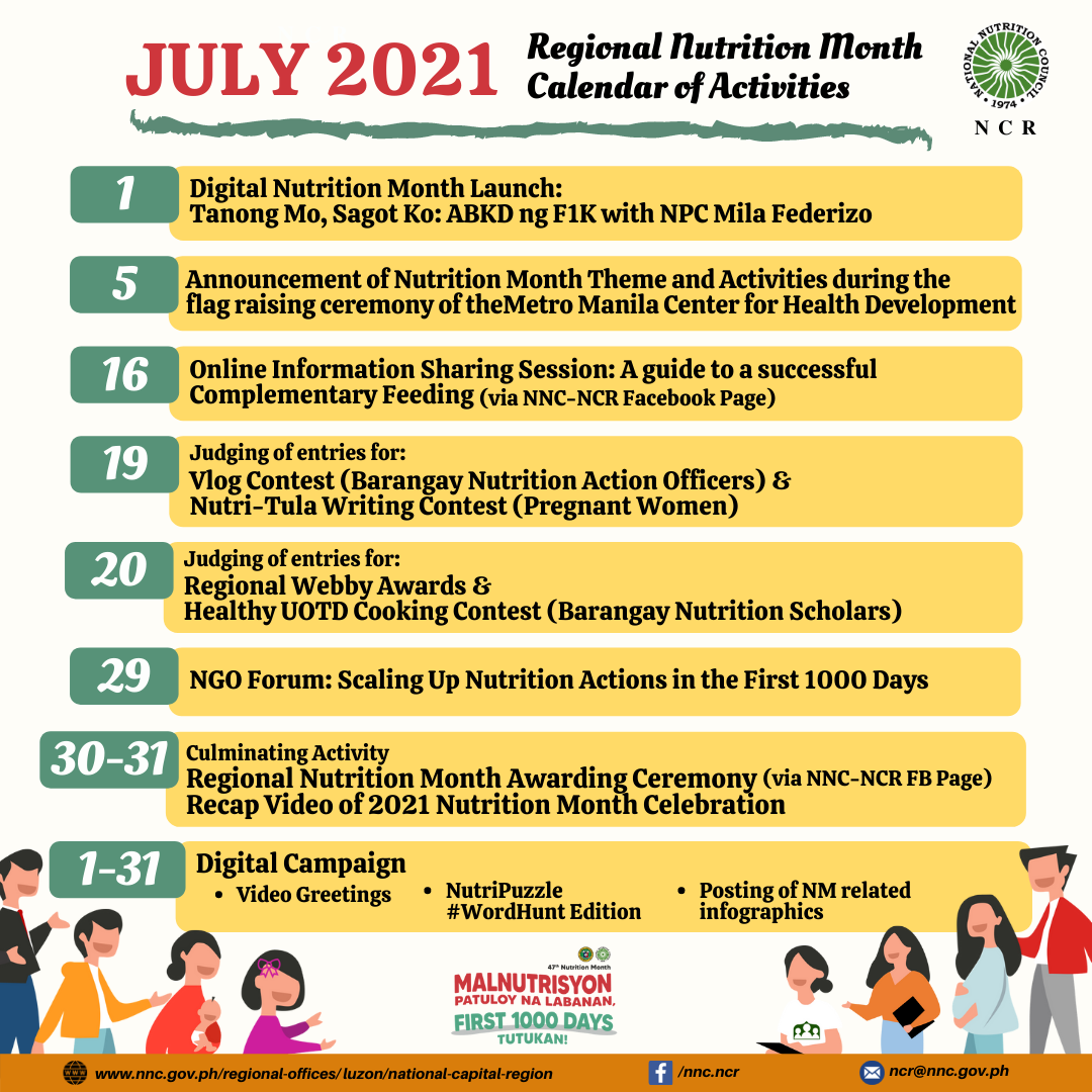 2021 Regional Nutrition Month Calendar of Activities
