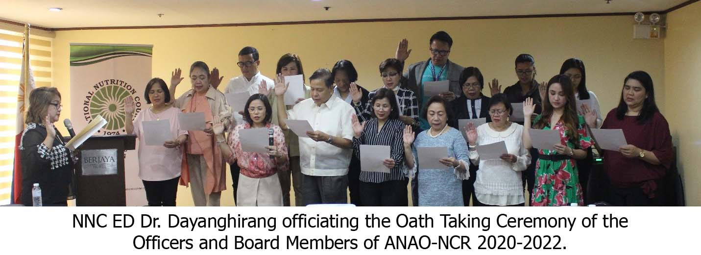NNC ED Dr. Dayanghirang officiating the Oath Taking Ceremony  of the Officers and Board Members of ANAO-NCR 2020-2022 