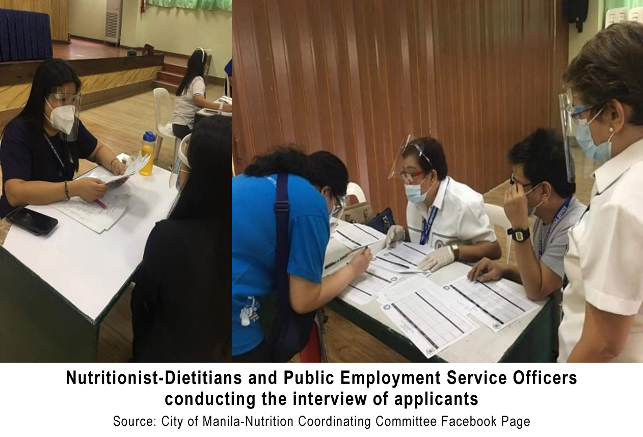 Nutritionist-Dietitians and Public Employment Service Officers conducting the interview of applicants 