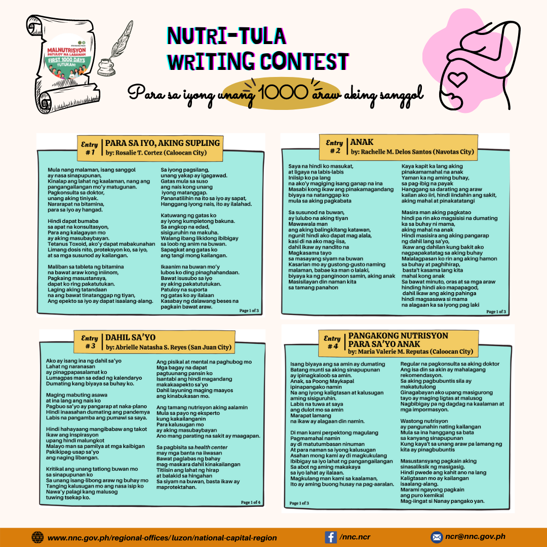 Nutri-Tula Writing Contest Entries of pregnant mothers featuring their First 1000 days journey