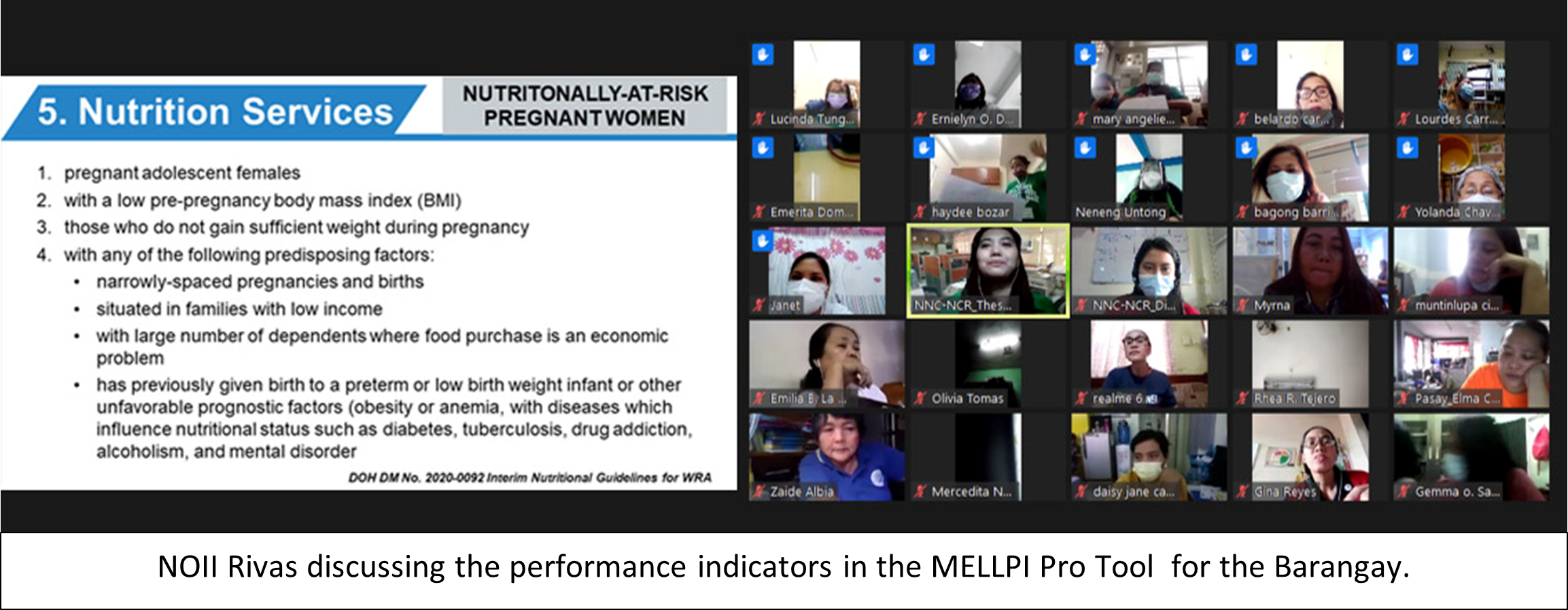 NOII Rivas discussing the performance indicators in the MELLPI Pro Tool  for the Barangay.