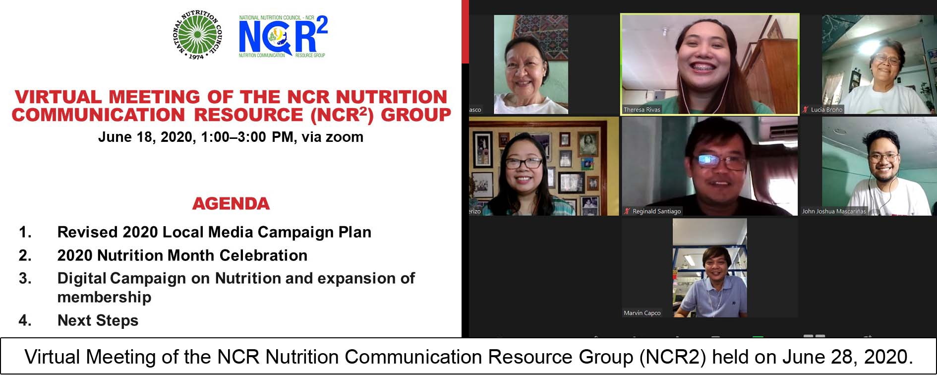 Virtual Meeting of the NCR Nutrition Communication Resource Group (NCR2)  held on June 28, 2020