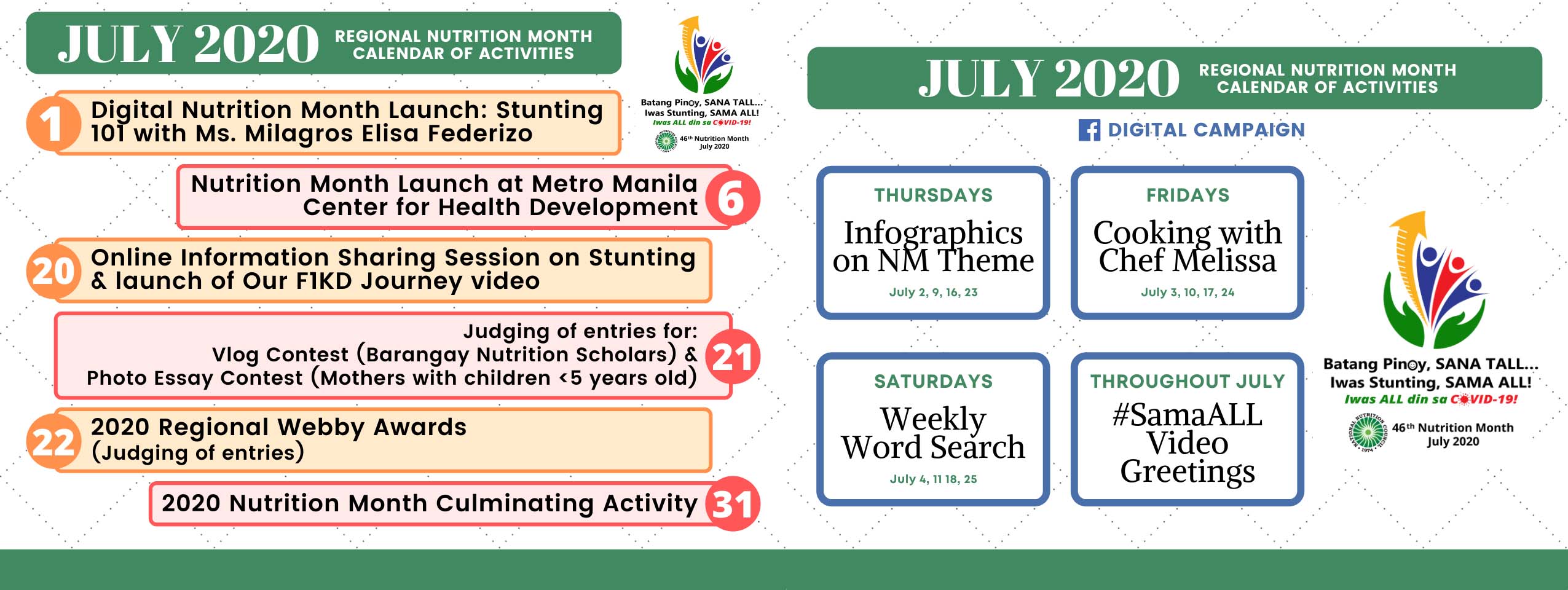 NNC-NCR 2020 Nutrition Month Calendar of Activities