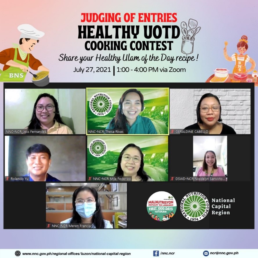 Judging of entries of the Healthy Ulam of the Day Cooking Contest held on July 27, 2021 from 1:00-4:00 pm via zoom