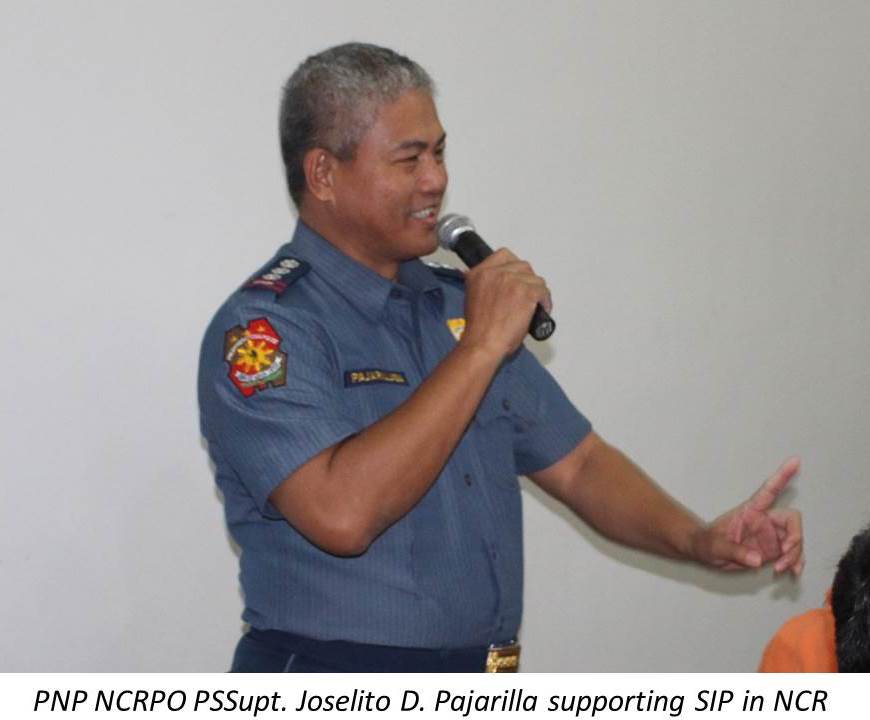 PNP NCRPO PSSupt. Joselito D. Pajarilla supporting SIP in NCR