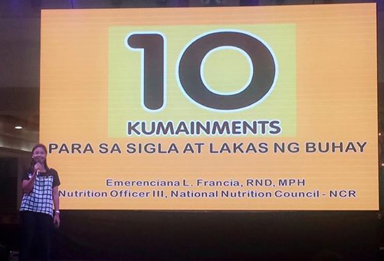Nutrition Officer III Meren Francia discussing the 10 Kumainments