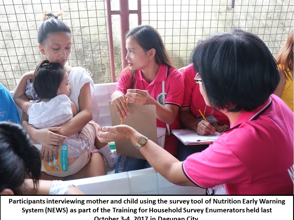 The Municipality of Bayambang, Pangasinan is now all set for the Nutrition Early Warning System (NEWS) quarterly survey after the conduct of the last leg of NEWS training particularly the Household Level Survey Enumerators training spearheaded by the National Nutrition Council-Regional Office I held last October 3-4, 2017 at Leisure Coast Resort, Bonuan Binloc, Dagupan City.