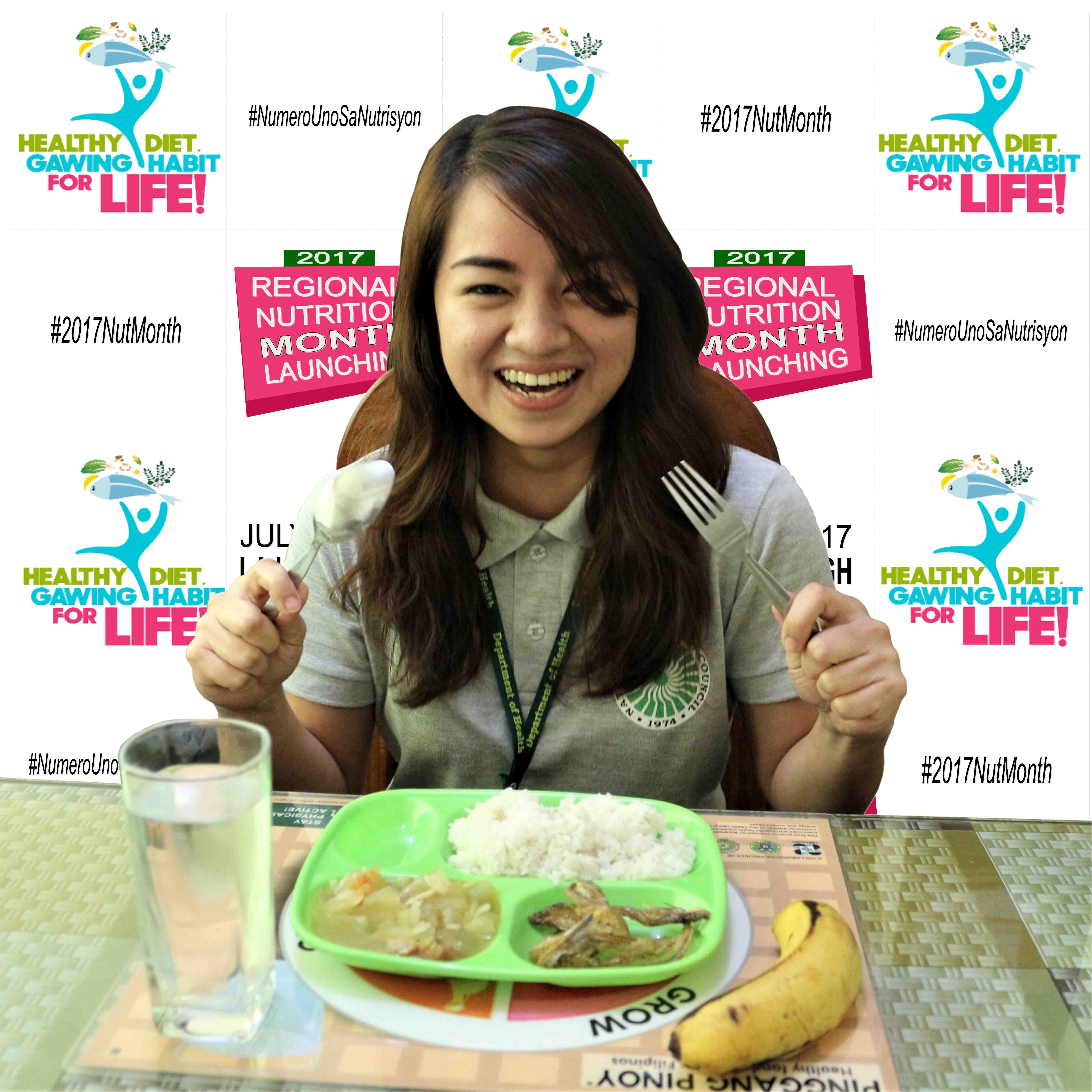 Ms. Wylibeth N. Lumpias, Nutrition Officer I of NNC-Regional Office I about to eat her delicious and nutritious lunch. Healthy diet needs not to be expensive. It’s just a proper choice of food. It’s okay to be picky. It doesn’t mean we are choosy. It’s just called the art of eating then make it a habit- FOR LIFE!